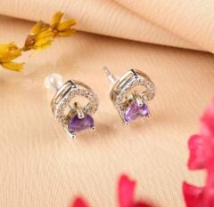 Ametist Gümüş Küpe - Model 1