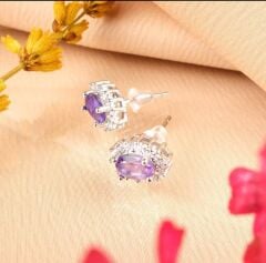 Ametist Gümüş Küpe - Model 2