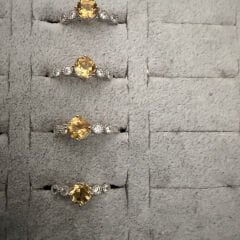 Sitrin Gümüş Ayarlamalı Yüzük Prenses Model