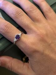 Ametist Yüzük Gümüş Ayarlamalı